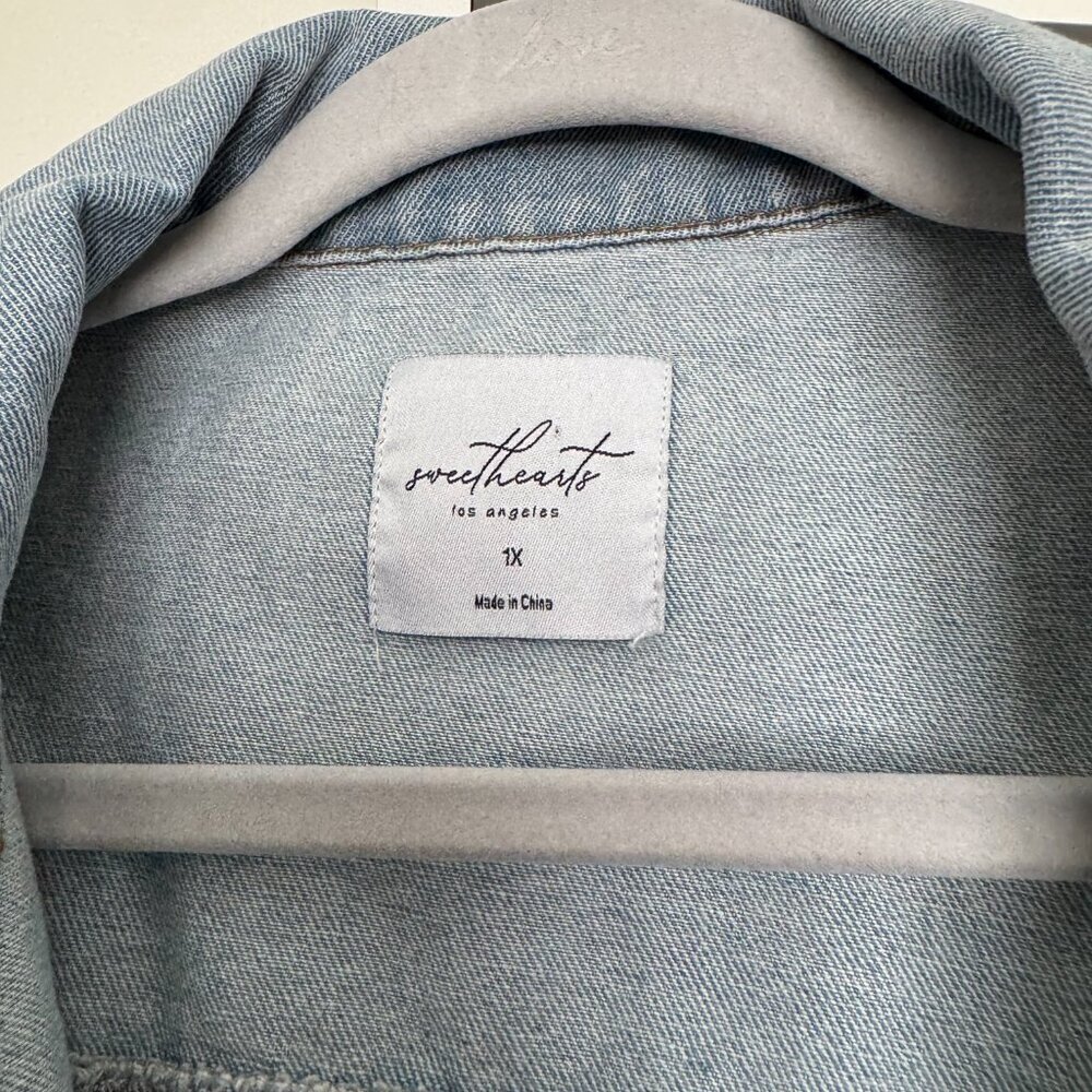 💎 Sweetheart Los Angeles Light Wash Denim Jacket w/ Rhinestone Fringe - 1X - NW - Picture 5 of 5